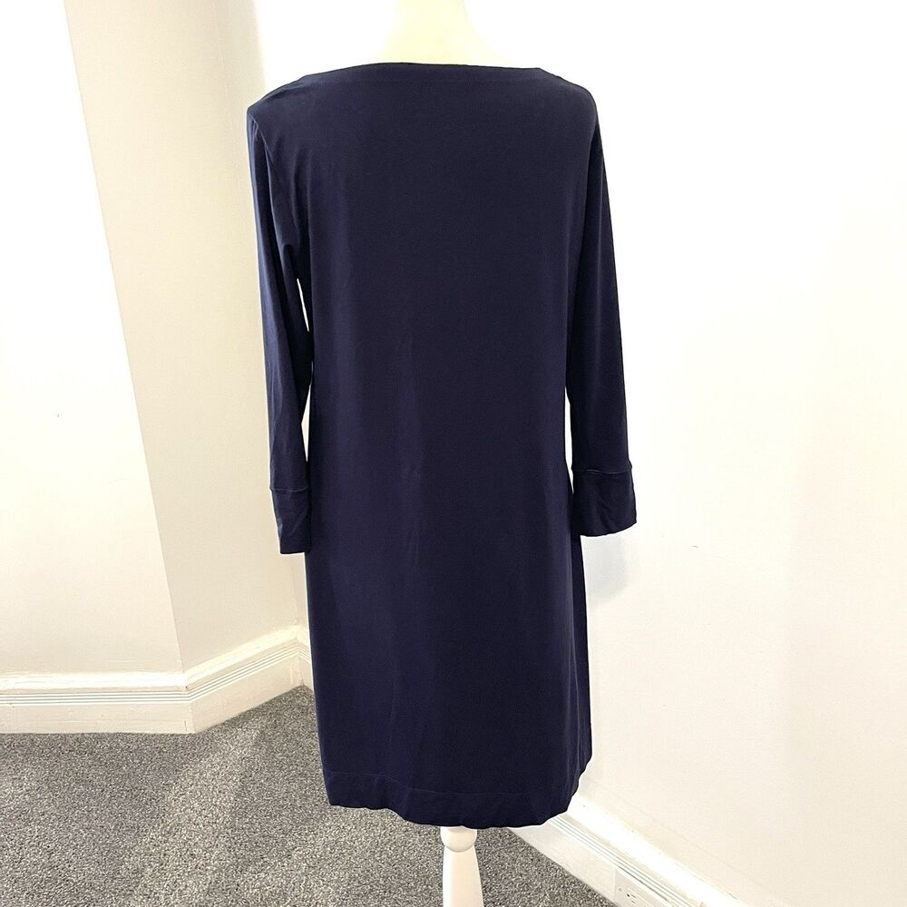 Lilly Pulitzer Sophie Dress Womens Medium Navy Boat Neck Button Accent Stretch - Picture 5 of 12